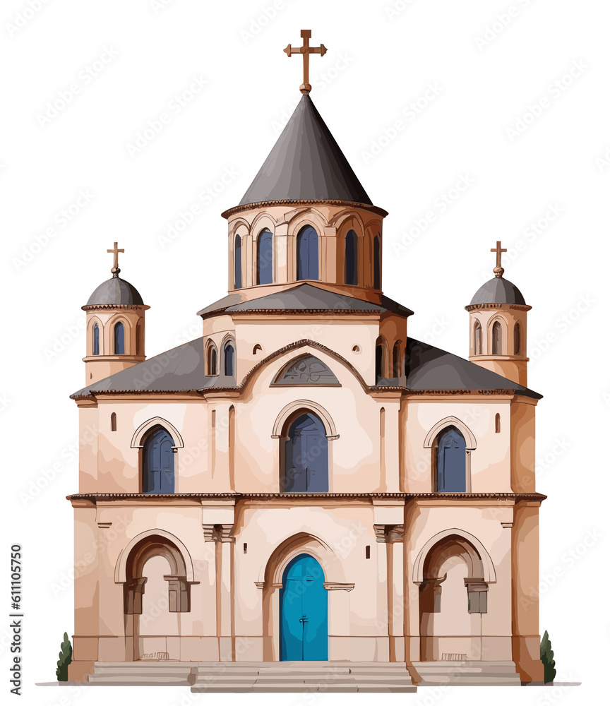Illustration of an ancient church (Generative AI)