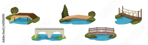 Stone and Wooden Bridge as Structure for Spanning Physical Obstacle Vector Set