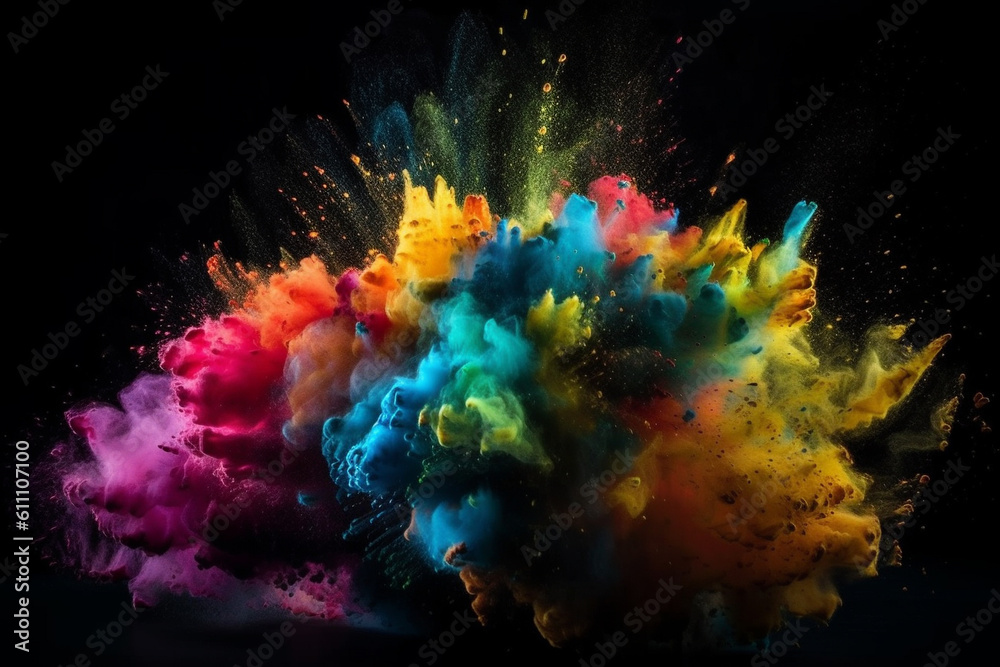 Creative powder splash of color. Ai generated
