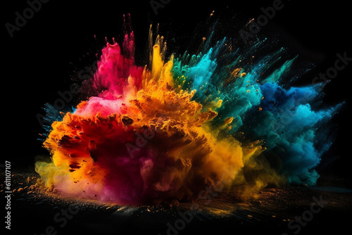 Creative powder splash of color. Ai generated