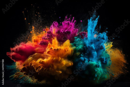Creative powder splash of color. Ai generated © dragomirescu