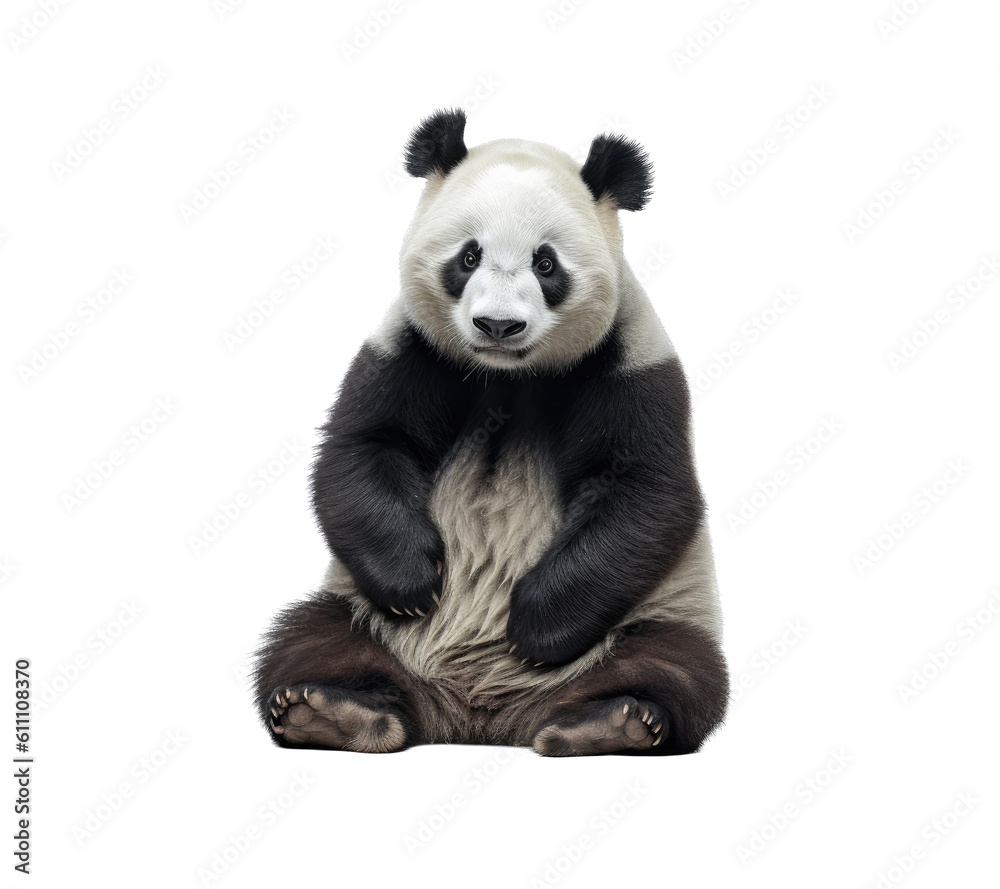 a giant panda, (Ailuropoda melanoleuca) sitting in a Nature and Wildlife-themed, photorealistic illustration in a transparent PNG, cutout, and isolated. generative AI a giant panda, (Ailuropoda melanoleuca) sitting in a Nature and Wildlife-themed, photorealistic illustration in a transparent PNG, cutout, and isolated. generative AI