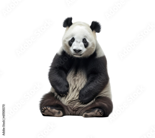 a giant panda, (Ailuropoda melanoleuca) sitting in a Nature and Wildlife-themed, photorealistic illustration in a transparent PNG, cutout, and isolated. generative AI
