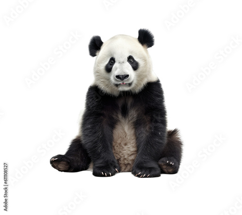  a beautiful Giant Panda Bear, Ailuropoda melanoleuca, full body sitting, wild beauty, Wildlife-themed, photorealistic illustrations in a PNG, cutout, and isolated. Generative AI