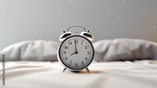 A gray alarm clock on top of a bed, generative ai