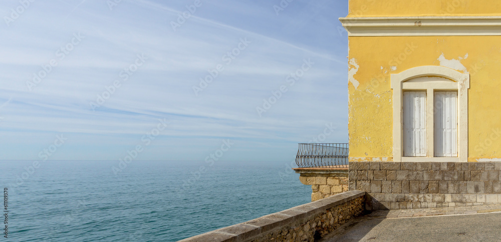 Sitges, Catalonia. Yellow Building by the sea