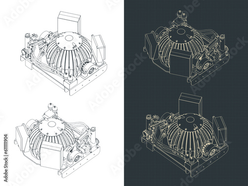 Gyro boat stabilizer isometric blueprints
