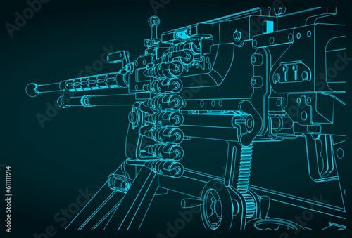 Heavy machine gun close up illustration