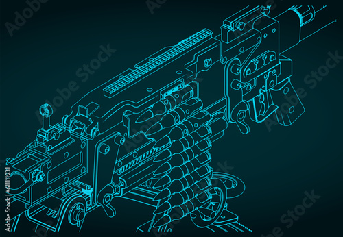 Heavy machine gun close-up illustration