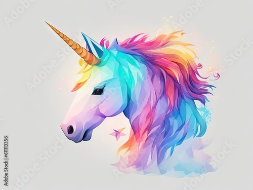 detailed illustration face unicorn on a white background. ai generative