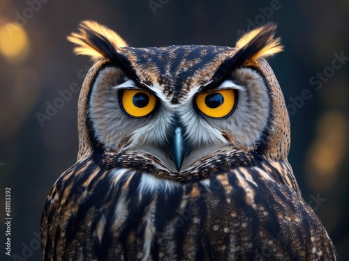 Beautiful owls face. ai generative