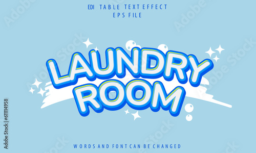 laundry room text effect, font editable, typography, 3d text. vector template