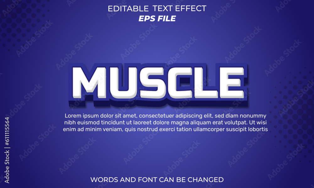 muscle text effect, font editable, typography, 3d text. vector template muscle text effect, font editable, typography, 3d text. vector template