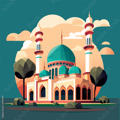 Beautiful Mosque Vector Illustration 