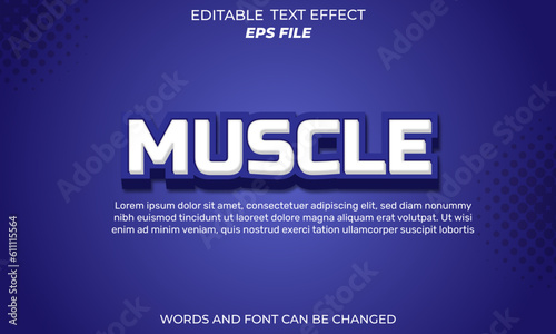 muscle text effect, font editable, typography, 3d text. vector template
