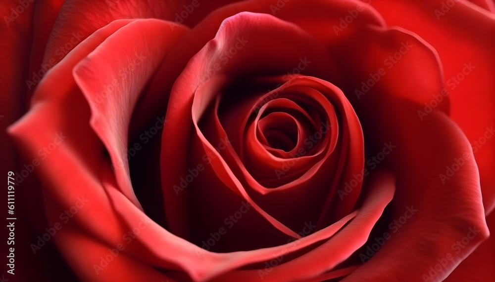 Red rose flower close-up. Generative AI illustration Red rose flower close-up. Generative AI illustration