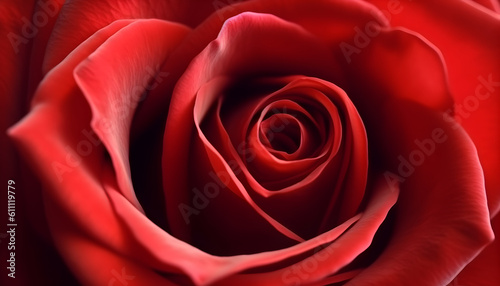 Red rose flower close-up. Generative AI illustration