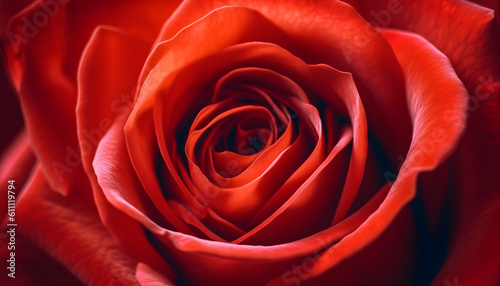 Red rose flower close-up. Generative AI illustration