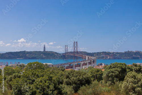 Ponte 25 de Abril vista do alto do Alvito em Lisboa photo
