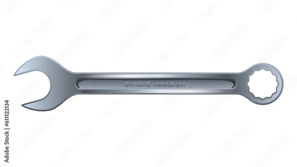 Shiny metal wrench insulated on white background Shiny metal wrench insulated on white background