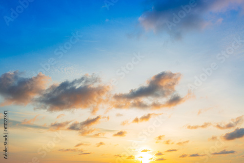 clouds and orange sky panoramic sunset sky and clouds background