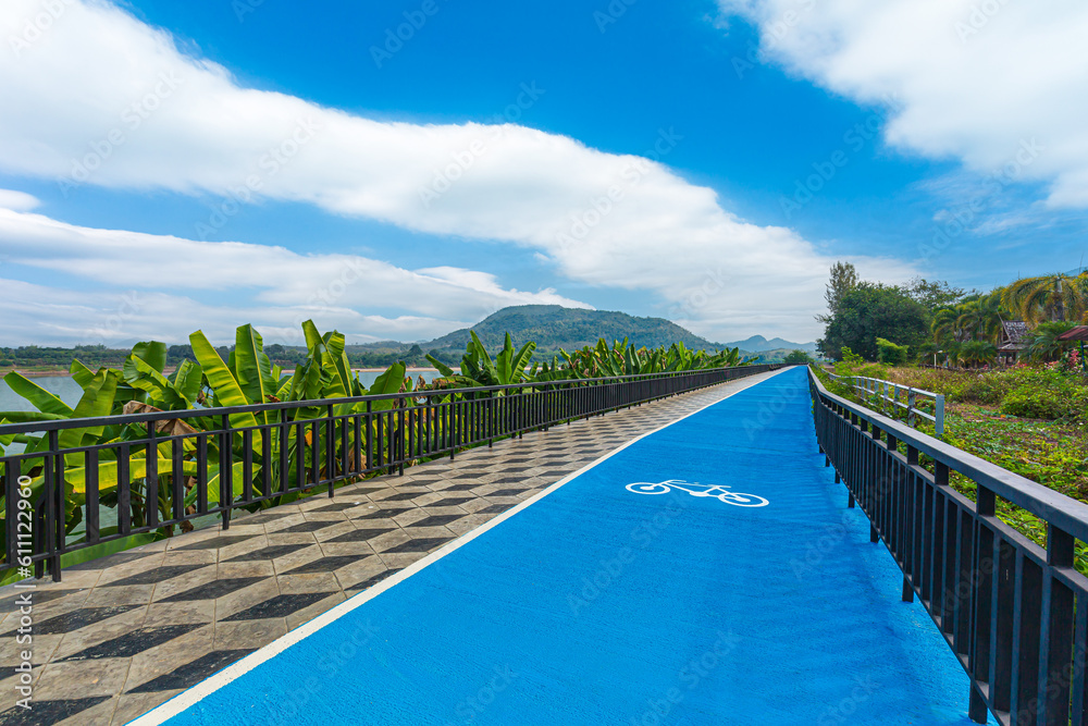 Beautiful bike paths and scenery,Geumgang Singwan Park bicycle road in Gongju, Korea 