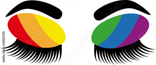 LGBT pride rainbow concept icon. Pride flag colors eyeshadow vector illustration isolated 