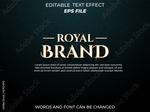 royal brand text effect, font editable, typography, 3d text. vector template