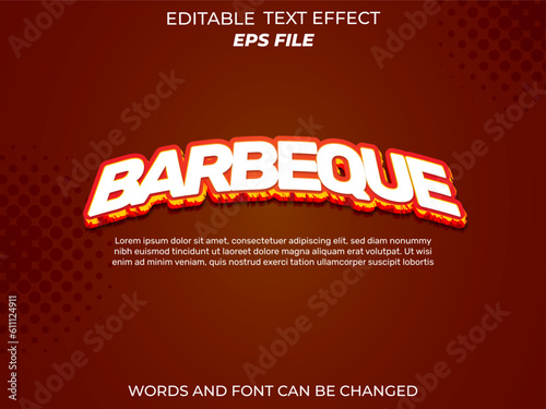 barbeque text effect, font editable, typography, 3d text