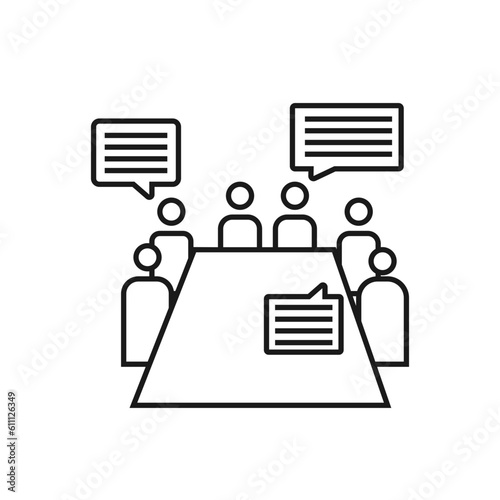 Business meeting line icon. Conference, presentation, brainstorming. Teamwork concept. Can be used for topics like business, management, communication