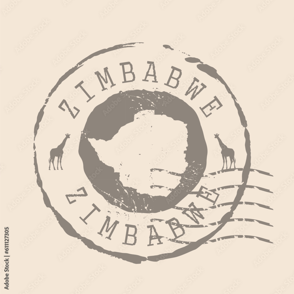 Stamp Postal of Zimbabwe. Map Silhouette rubber Seal. Design Retro Travel. Seal Map Zimbabwe grunge for your design. EPS10 Stamp Postal of Zimbabwe. Map Silhouette rubber Seal. Design Retro Travel. Seal Map Zimbabwe grunge for your design. EPS10