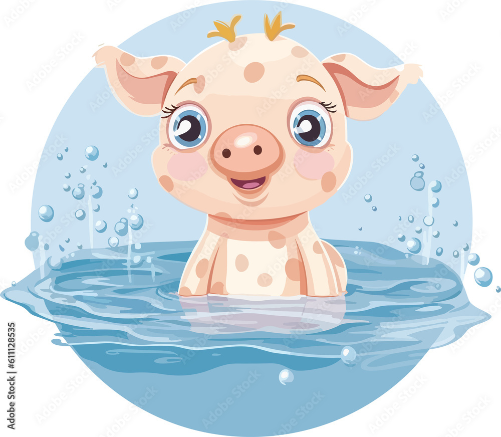 Cartoon piglet Design, Png, illustration, Generative AI Cartoon piglet Design, Png, illustration, Generative AI