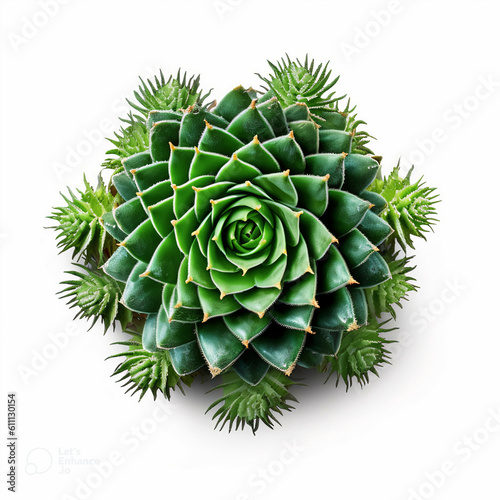top view cactus. Golden ratio, star-shaped cactus. white background.