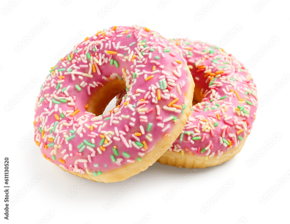 Sweet donuts on white background Sweet donuts on white background
