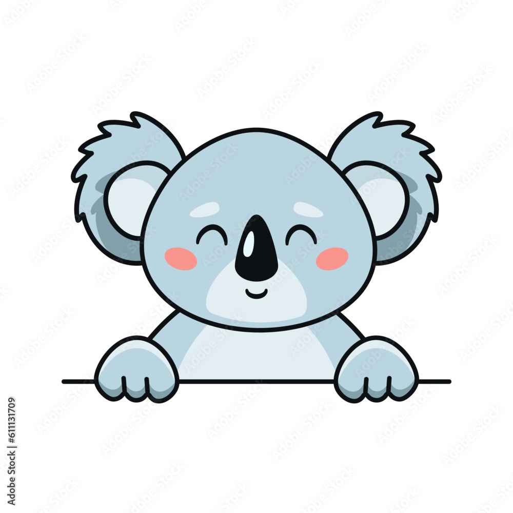 Fototapeta premium Cute smiling koala in cartoon style. Vector flat illustration