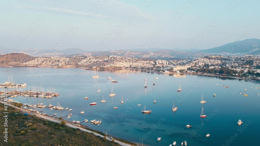 Awesome aerial view of lagoon and Bodrum city, Turkey Awesome aerial view of lagoon and Bodrum city, Turkey