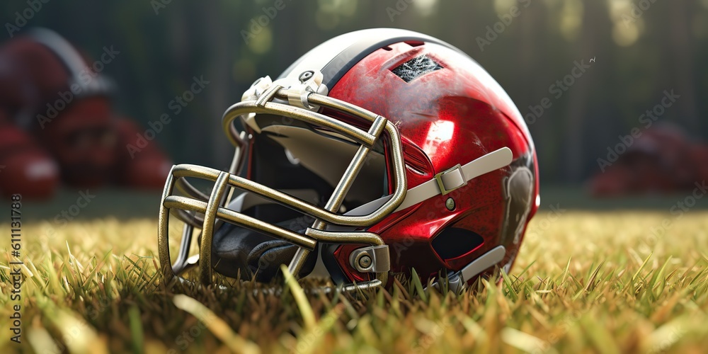 AI Generated. AI Generative. American football equipment uniform helmet safe protection. Stadium arena game sport match competition. Graphic Art AI Generated. AI Generative. American football equipment uniform helmet safe protection. Stadium arena game sport match competition. Graphic Art