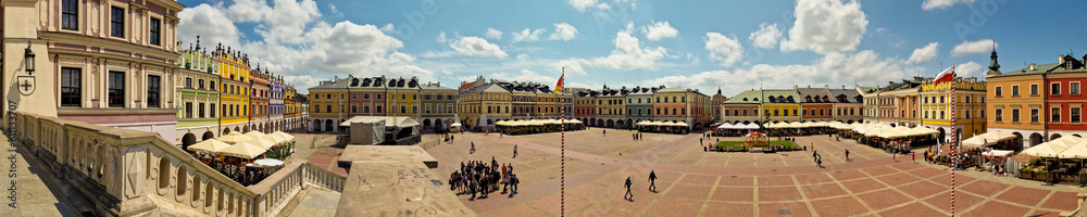panoramic view main market square in the Old Town. Zamosc. Poland