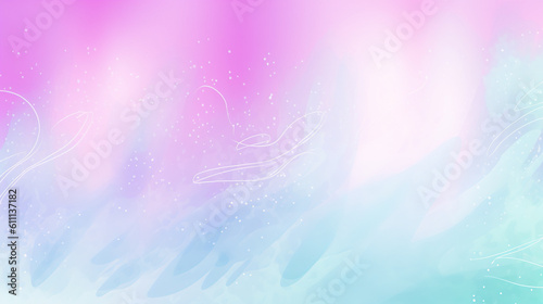 Abstract light pastel background. Blue and pink color smudges with white curves and particles. Generative Ai.