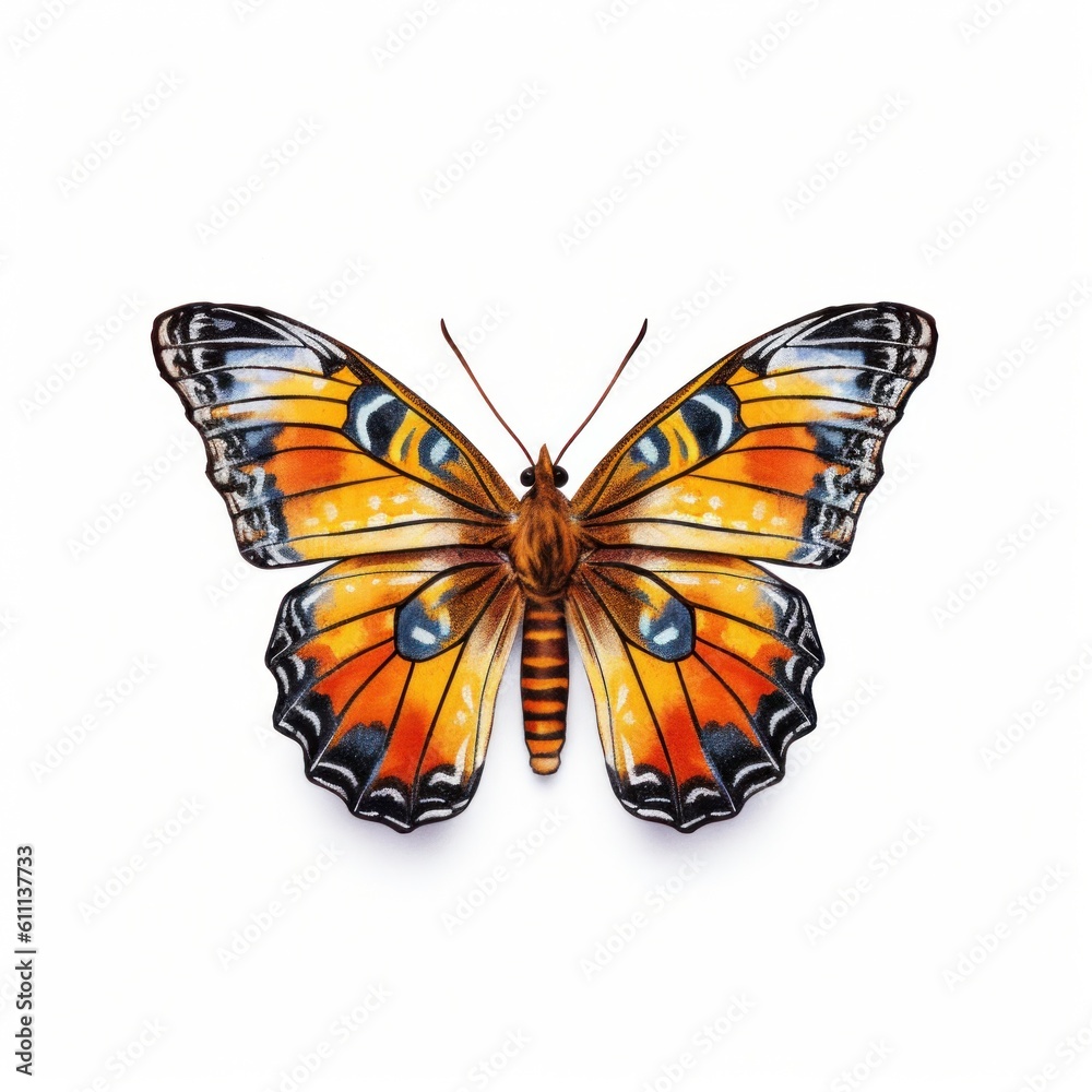 Fototapeta premium Tropical butterfly isolated. Illustration AI Generative.