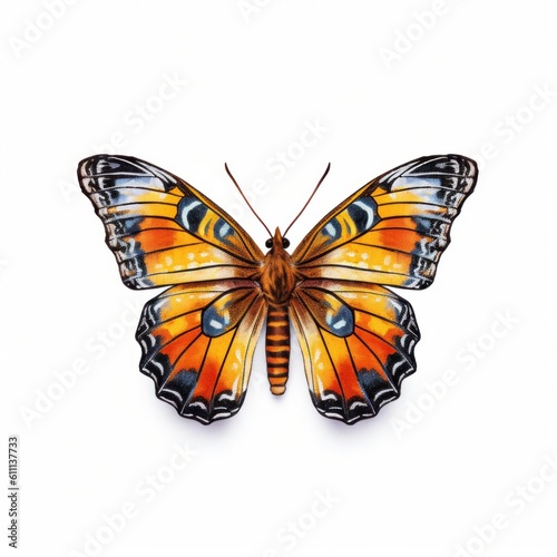 Tropical butterfly isolated. Illustration AI Generative. © ArtCookStudio