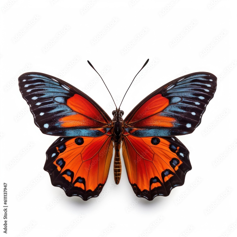 Naklejka premium Tropical butterfly isolated. Illustration AI Generative.