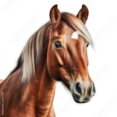 Horse portrait isolated. Illustration AI Generative.