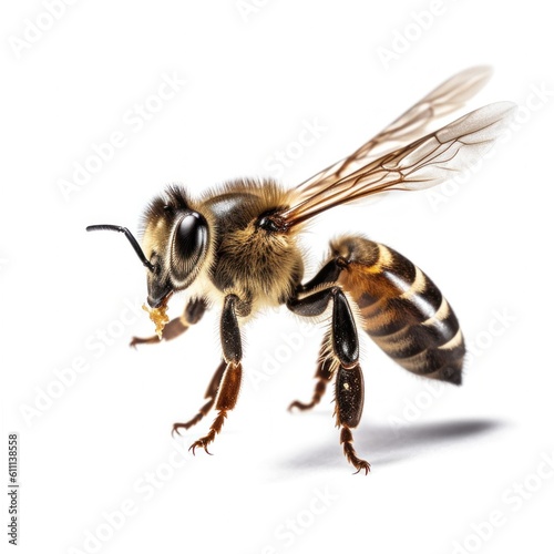 Honey bee isolated. Illustration AI Generative. © ArtCookStudio