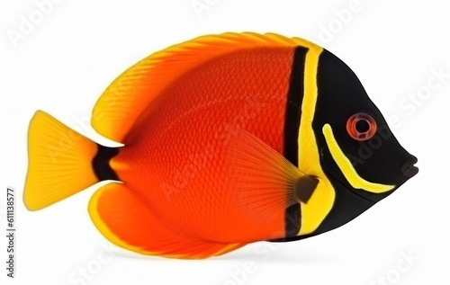 Red sea clown tang fish isolated on white. Illustration AI Generative. © ArtCookStudio