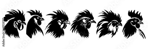Chicken silhouettes set, large pack of vector silhouette design, isolated white background