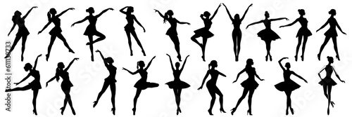 Dance silhouettes set, large pack of vector silhouette design, isolated white background