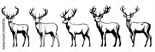 Dear silhouettes set, large pack of vector silhouette design, isolated white background