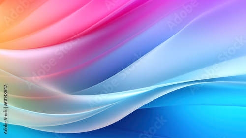 Abstract 3D background. Wavy stripes of satin silk in vivid pastel colors. Generative Ai.