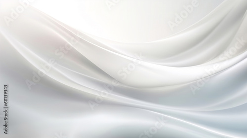 Abstract light background. Smooth white drapery wavy lines. Generative Ai.